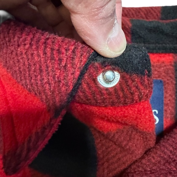 Chaps Men's Thick Flannel Red and Black Buffalo Plaid Shacket Shirt Size XXL - Picture 5 of 9